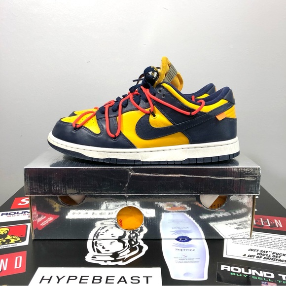 Nike Dunk Low Off-White University Gold/ Midnight Navy - Picture 5 of 12